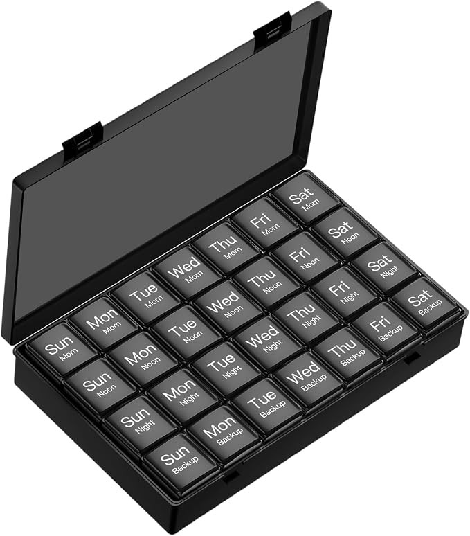 Large Weekly Pill Organizer, 4 Times a Day, 7-Day Moisture-Proof Pill Box with 28 compartments, C... | Amazon (US)