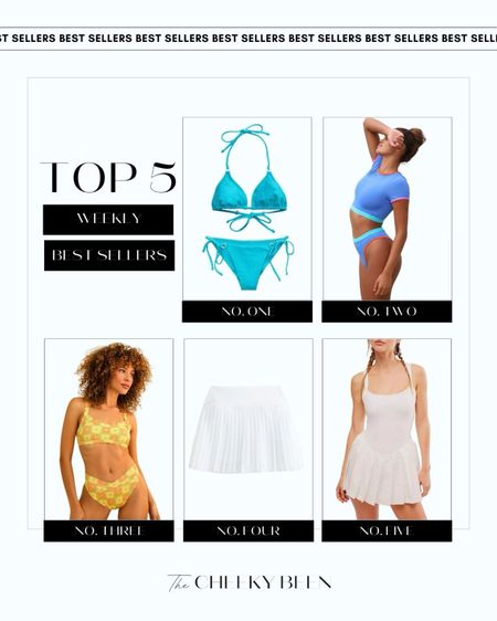 This week's top 5 is full of bathing suits in I'm loving! I love this Aerie string bikini currently 50% off. This Free People swimsuit is perfect for a day at the beach. I love this cute retro print bikini that won't break the bank. You guys are still loving this Abercrombie pleated skort and Free People skortsie. 

#LTKstyletip #LTKbeauty #LTKSeasonal