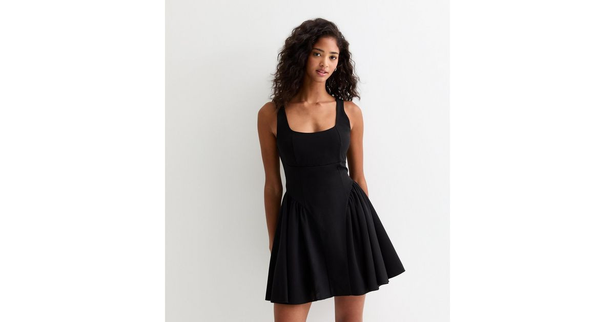 Cameo Rose Black Corset Bow-Detail Mini Skater Dress | New Look | New Look (UK)