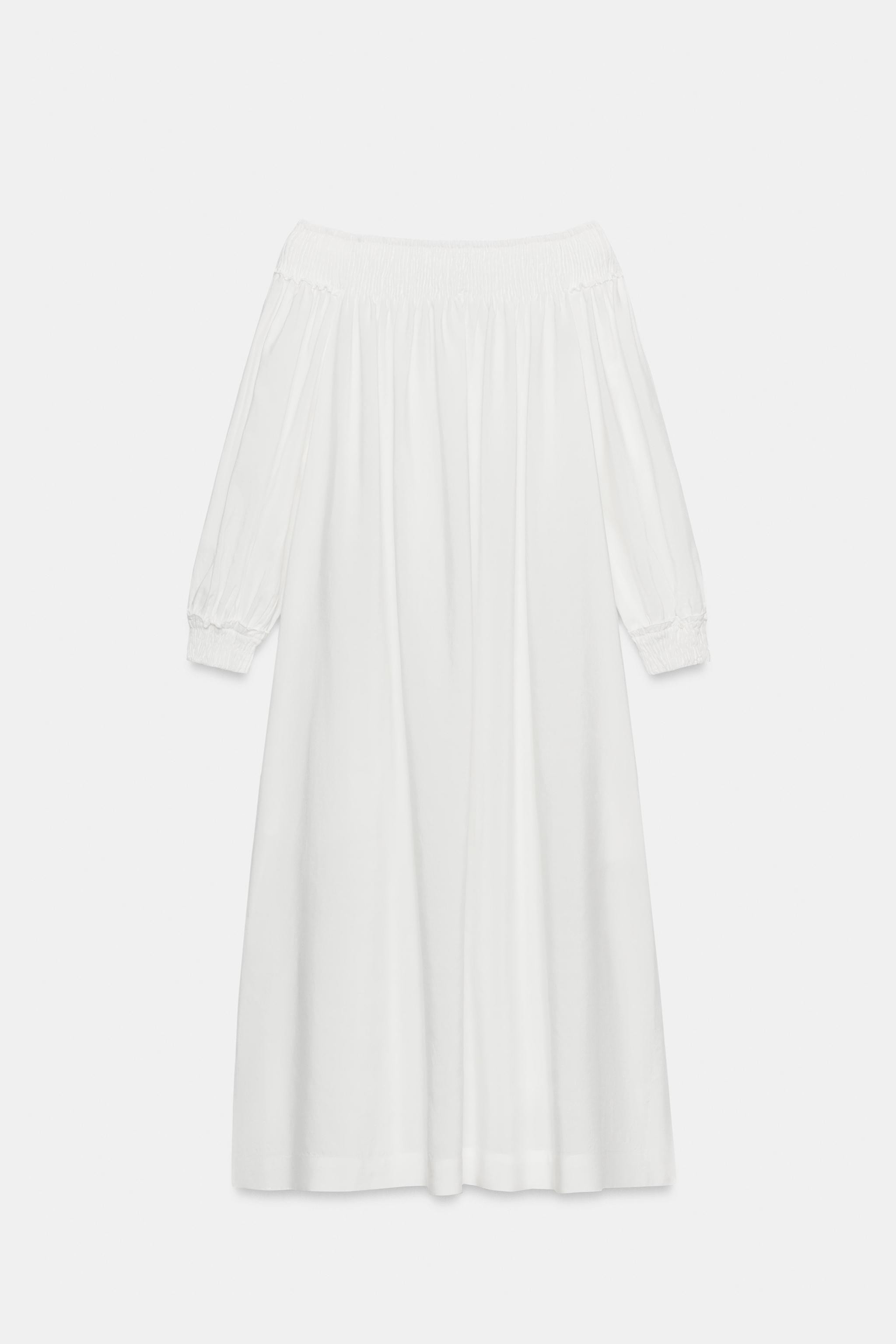 Model height: 178 cmZARA WOMAN COLLECTION. Midi dress made from a 25% linen blend yarn. Featuring... | Zara UK
