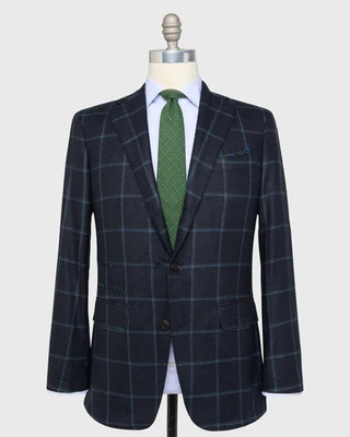 Sid Mashburn & Ann Mashburn Virgil No. 3 Jacket in Navy/Spruce/Blue Windowpane Brushed Twill - Virgil No. 3 Jacket in Navy/Spruce/Blue Windowpane Brushed Twill | Shop.com