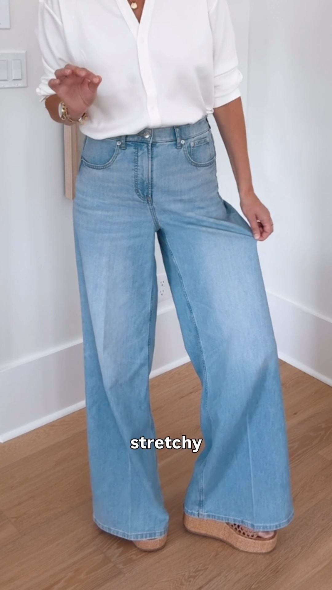 Move over viral sweatpant jeans!  I’d argue these new @spanx jeans are even better!  And I paired them with a buttery soft air essentials button down.  Look polished, feel like you’re in sweats!  I am 5’11” in small top and small tall jeans. Use my new customer discount code RACHELXSPANX for 15% off and free shipping.  #spanxpartner

#LTKootd #LTKTall #LTKSaleAlert