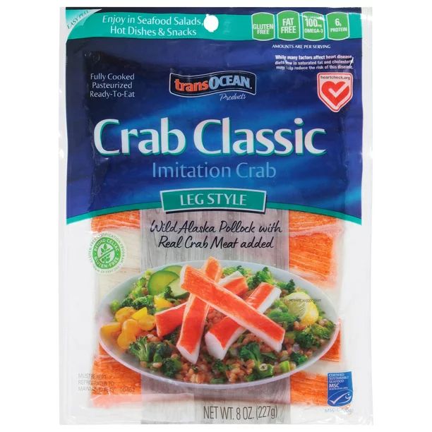 Transocean Crab Classic, Leg Style Imitation Crab, 1 - 8 oz Plastic Bag - Walmart.com | Walmart (US)