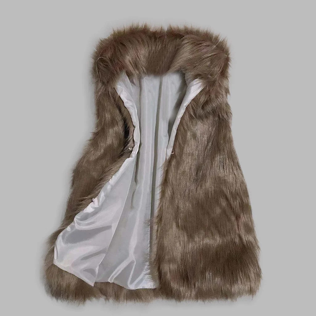 AXXD Faux Fur For Women,Women's Wool Vest Faux Fur Vest Stand Collar Faux Fur Coat Vest Jacket - ... | Walmart (US)