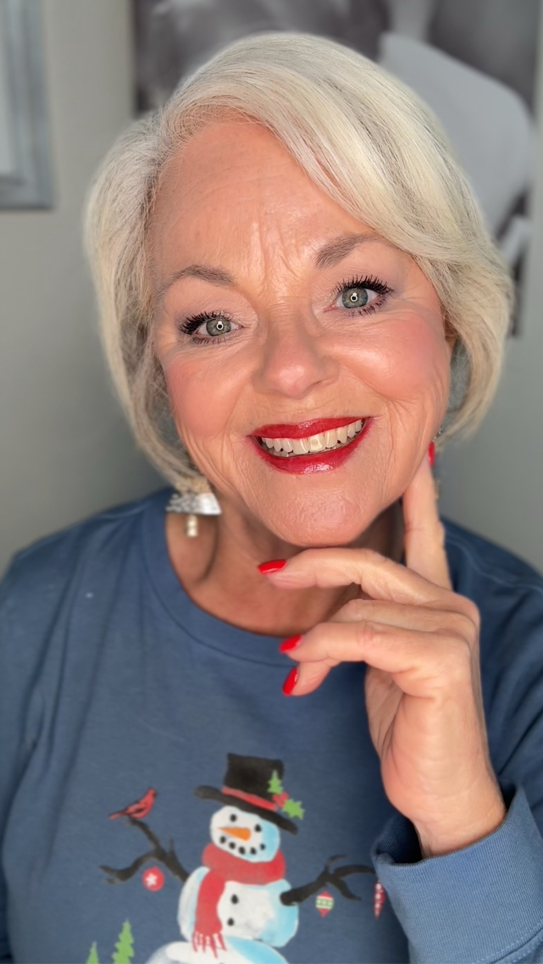 Day 9 of 12 Days of Holiday Glam! ⛄️ 
Serving cool blue/grey vibes to match my festive fit 🩵 and always packing on the sparkle! ✨ 
Frosty eyes call for a bold red lip - just holiday rules!💄 
See you tomorrow 😉 

#holidayglam 
#makeup
#christmasmakeup
#12daysofglam
#makeuptutorial
#holidayglamideas
#boldredlip

#LTKBeauty #LTKHoliday #LTKOver40