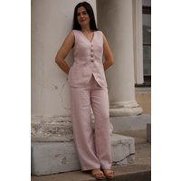 Linen Suit Cremona, Pink Linen Pantsuit For Women, Vest & Pants Set Special Occasion - Prom, Wedding, Birthday. Quality Timeless Gift | Etsy (US)