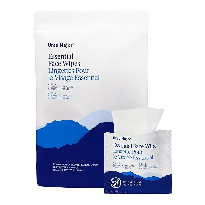 Ursa Major Essential Face Wipes | Natural, Biodegradable, Cruelty-Free | Cleanse, Exfoliate, Soot... | Amazon (US)