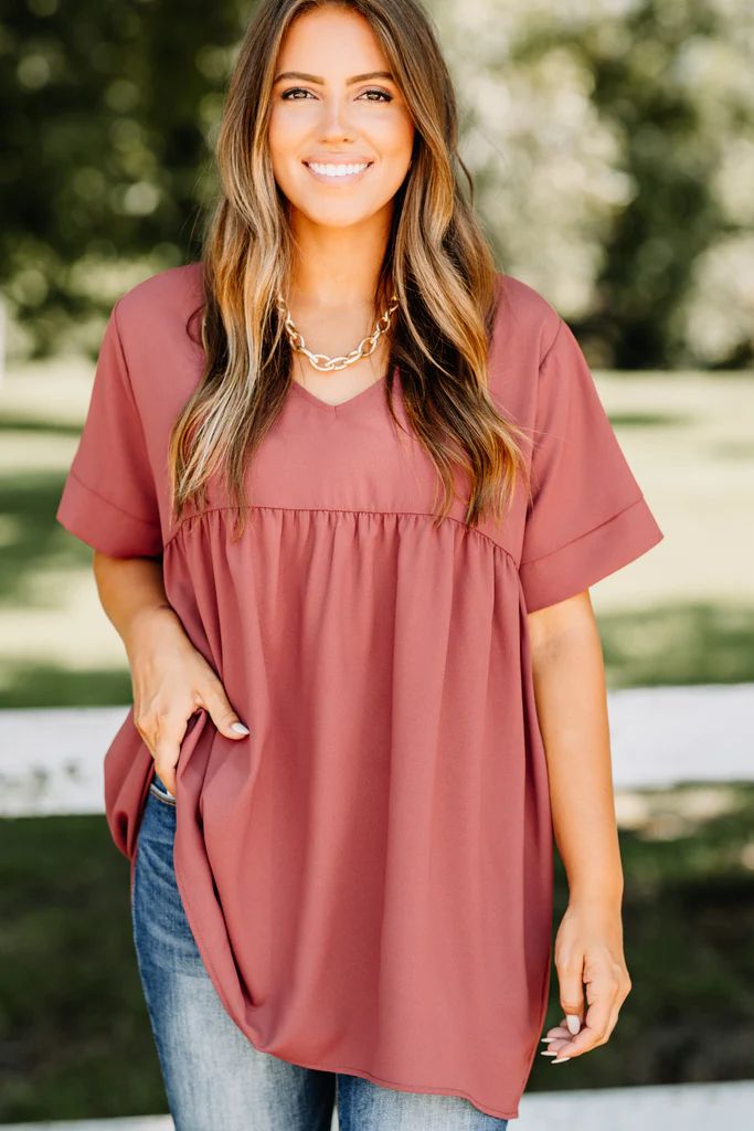 Feeling My Best Brick Red Babydoll Top | The Mint Julep Boutique