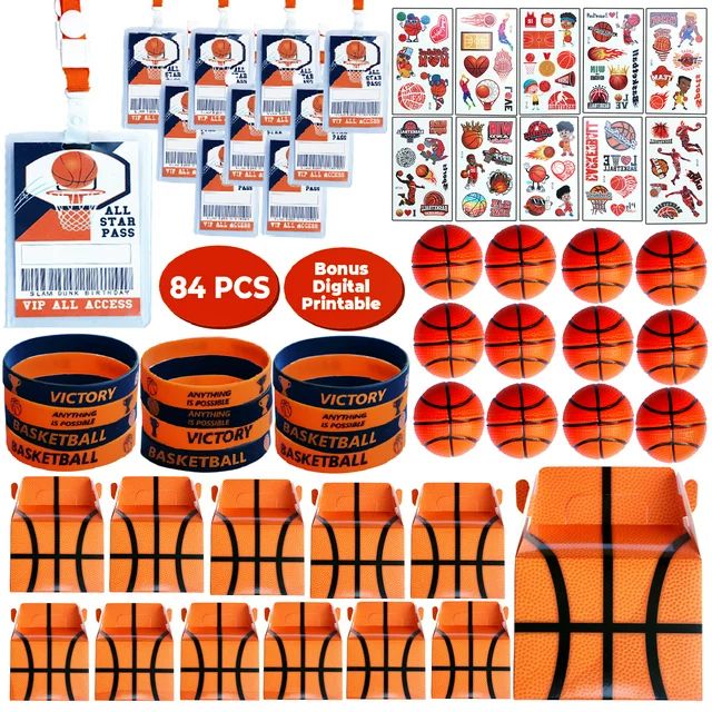 72 Pc Basketball Party Favors for Kids - 12 Serve Mini Basketball, Wristbands, Game Pass, Basketb... | Walmart (US)