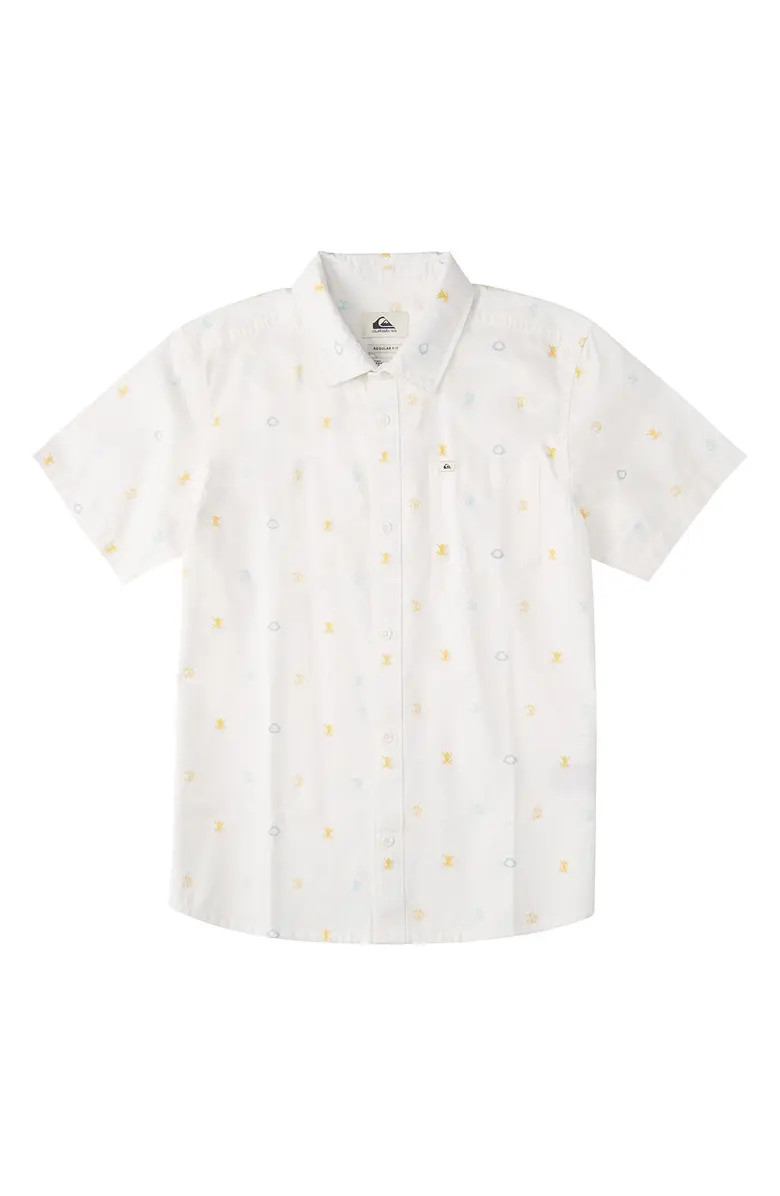 Kids' Watch Your Back Short Sleeve Cotton Button-Up Shirt | Nordstrom