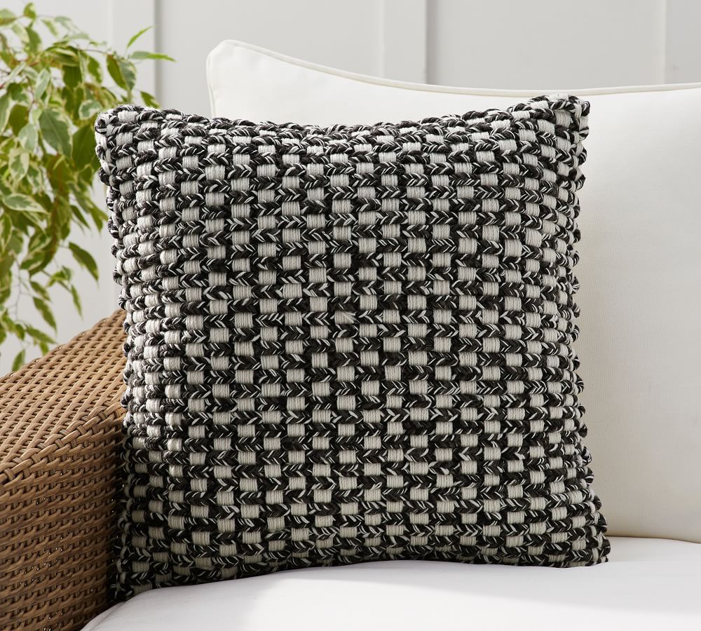 Cadyn Textured Indoor/Outdoor Pillow, 20 x 20&amp;quot;, Black | Pottery Barn (US)