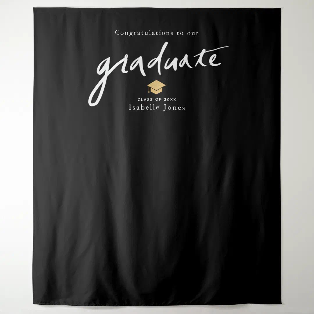 Handwritten Script Backdrop Prop White Graduation | Zazzle | Zazzle