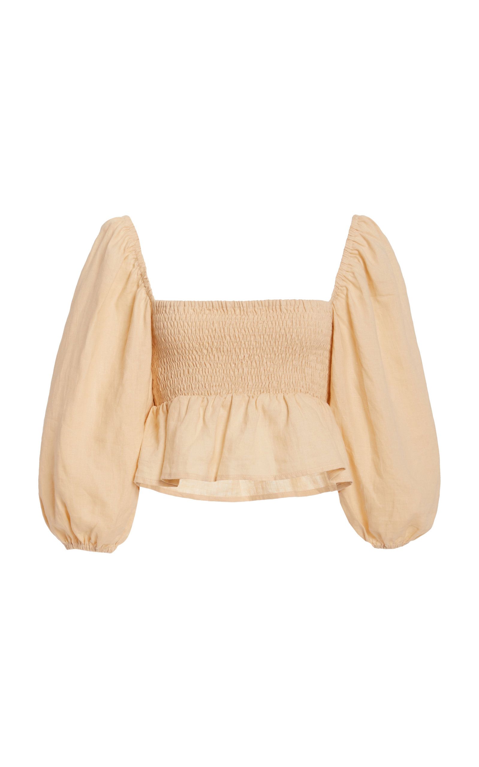 Vivica Smocked Linen Crop Top | Moda Operandi (Global)