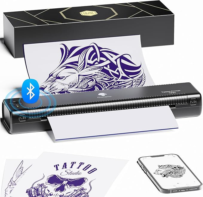 Phomemo Tattoo Stencil Printer Upgraded, TP81 Bluetooth Tattoo Printer with 10pcs Transfer Paper,... | Amazon (US)