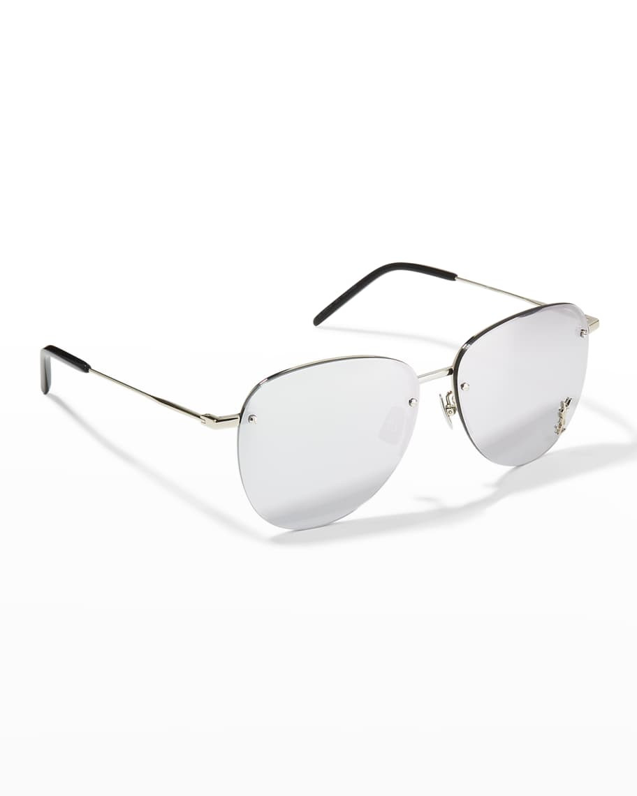 Saint Laurent YSL Semi-Rimless Metal Aviator Sunglasses | Neiman Marcus