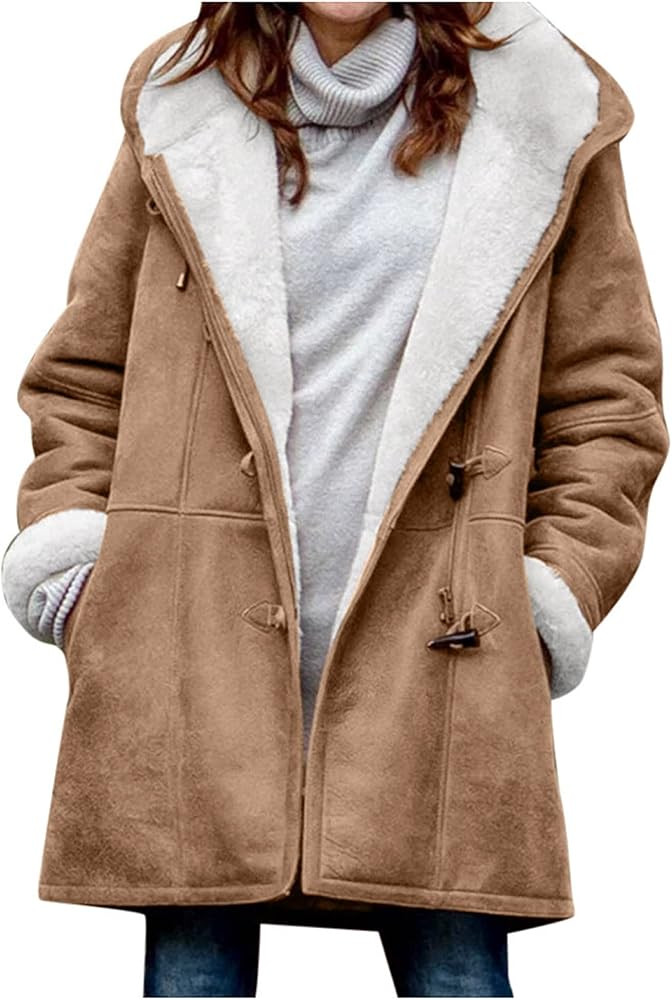 AI'MOURI Sherpa Fleece Outerwear Overcoat Women | Amazon (US)