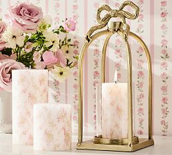 LoveShackFancy Floral Painted Pillar Candle | Pottery Barn (US)