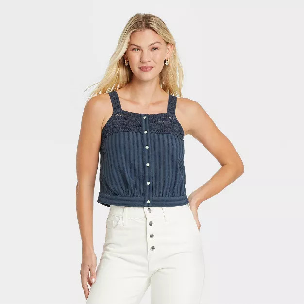 Women's Button-Front Cropped Tank Top - Universal Thread™ | Target