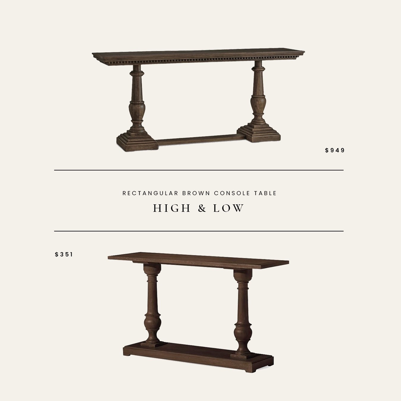 High / Low : Traditional Brown Wood Rectangular Console Table

#LTKHome