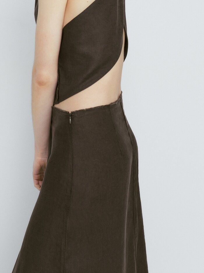 Linen midi skirt with seam detail | Massimo Dutti (US)