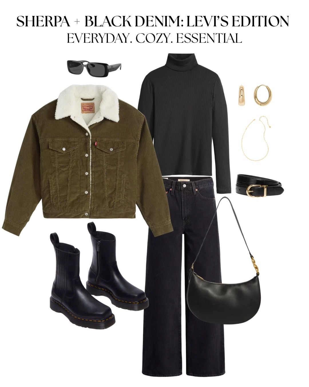 Sherpa + Black Denim: Levi’s Edition 

green sherpa trucker jacket outfit, levi’s sherpa trucker jacket styling, levi’s ribcage wide leg jeans outfit, black ribcage jeans look, winter outfit with turtleneck, cozy sherpa jacket outfit inspo, chic winter denim outfit, green jacket winter look, casual cold weather style, wide leg jeans winter outfit, levi’s winter outfit ideas, layered winter street style, turtleneck and denim outfit, sherpa jacket outfit inspo, winter outfit ideas, trendy denim outfit womens, classic winter chic outfit, comfy everyday winter look, Dr Martens, Coach, Levi’s 

#LTKBeauty #LTKgrwm #LTKootd