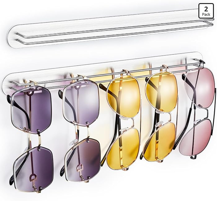 Sunglasses Organizer Wall Mounted, Metal Glasses Sunglass Holder for Wall, Self Adhesive Eyeglass... | Amazon (US)