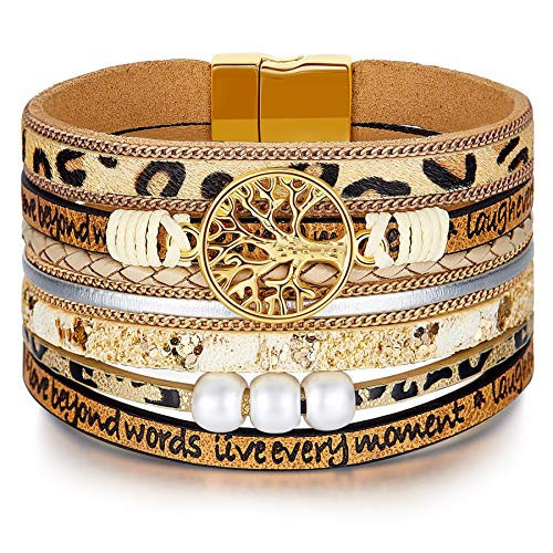 Leopard Leather Bracelets for Women Teen Girls, Trendy Jewelry Gift for Best Friend Sister Birthday Mothers Day Gifts | Amazon (US)