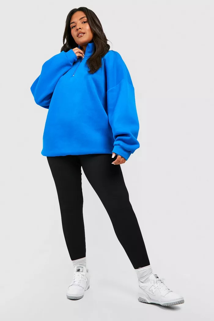 Plus Oversized Half Zip Sweatshirt | boohoo (US & Canada)