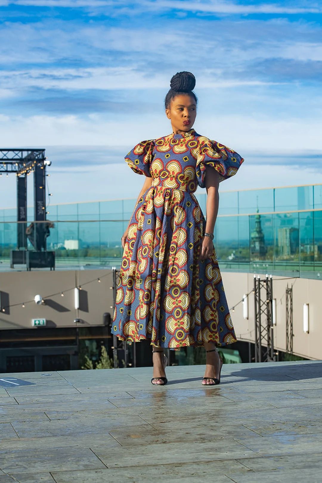 OLORI MULTICOLORED AFRICAN Print Midi Dress - Etsy | Etsy (US)