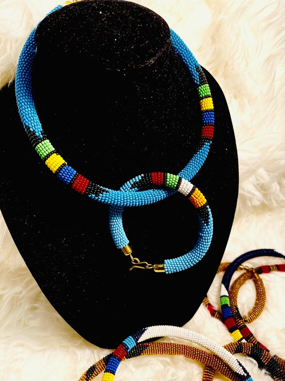 Beaded Necklace With Matching Bracelet African Maasai | Etsy | Etsy (US)