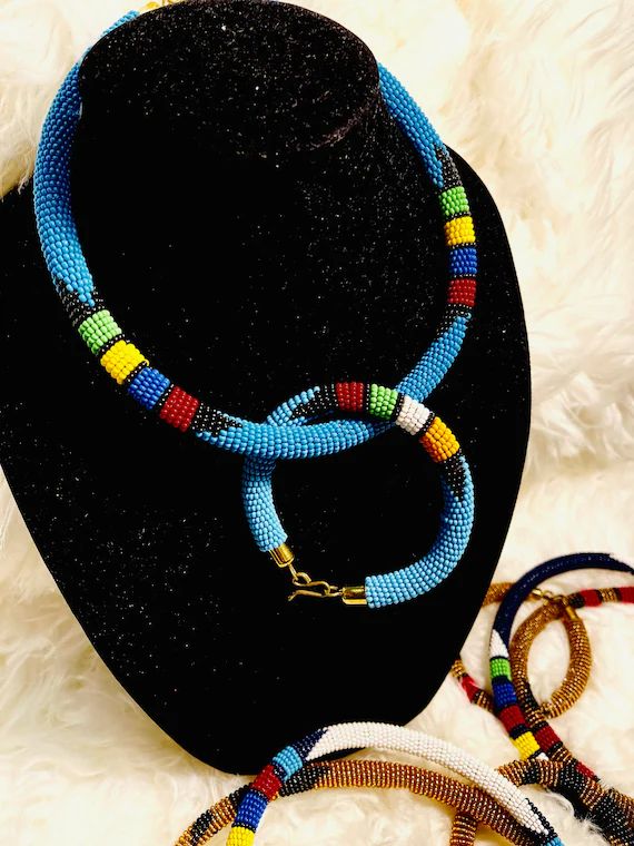Beaded Necklace With Matching Bracelet African Maasai | Etsy | Etsy (US)