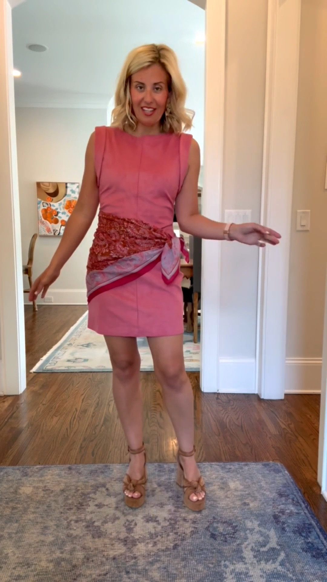 Obsessed with this pink suede dress! Such a flattering dress that we are going to style all the ways! 
Dress- small
Heels - 8 tts 

#LTKdayinmylife #LTKSeasonal #LTKOver40
