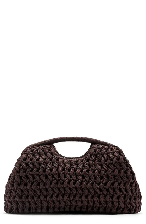 MANGO Natural Fiber Frame Clutch in Chocolate at Nordstrom | Nordstrom