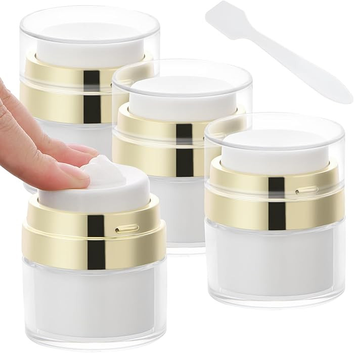 Segbeauty 0.5oz Small Travel Containers for Creams, Pack of 4 Airless Pump Jars 15ml Refillable G... | Amazon (US)