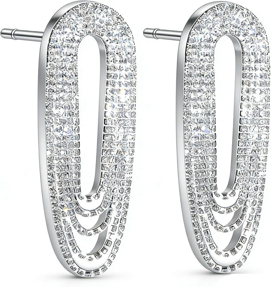Rhinestone Earrings Dangling for Women Sparkly Silver Dangle Earrings Long Chandelier Earrings Ta... | Amazon (US)