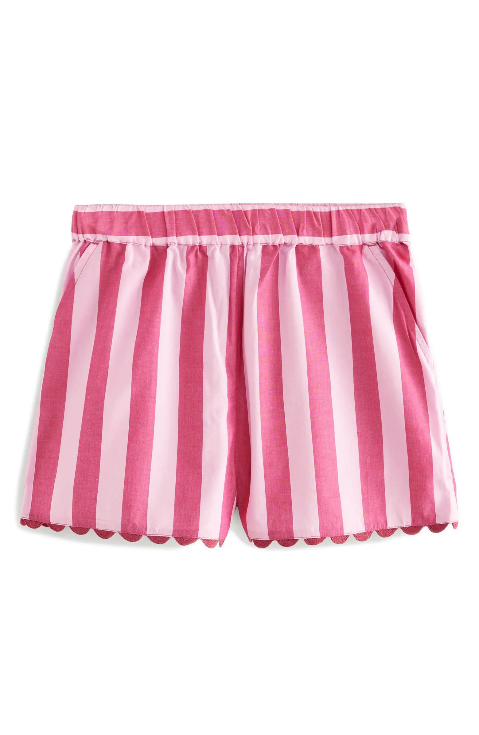 NEXT Stripe Cotton Scallop Hem Shorts | Nordstrom | Nordstrom