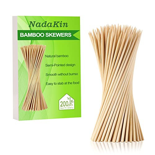 200 PCS Bamboo Skewers, 12 Inch Wooden Skewer for Appetizers, Fruit, Kebabs, Grilling Barbecue, Mini Burger, Sausage, Cocktail Picks for Drinks, Long Toothpicks, Food Sticks Natural, Kitchen Gadget | Amazon (US)