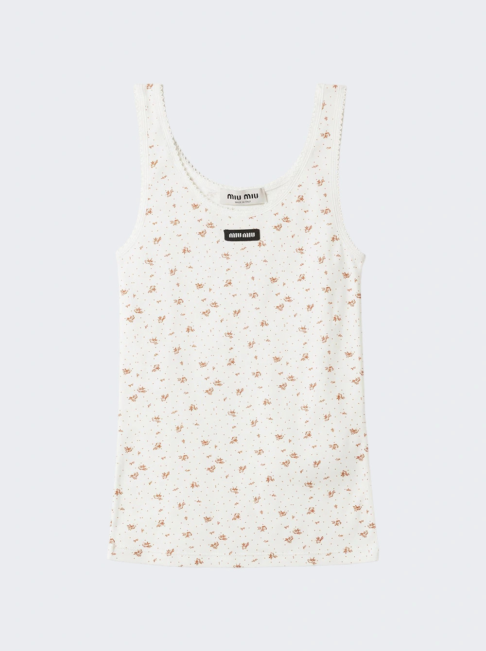 Ribbed Jersey Tank Top Bianco And Tabacco | The Webster