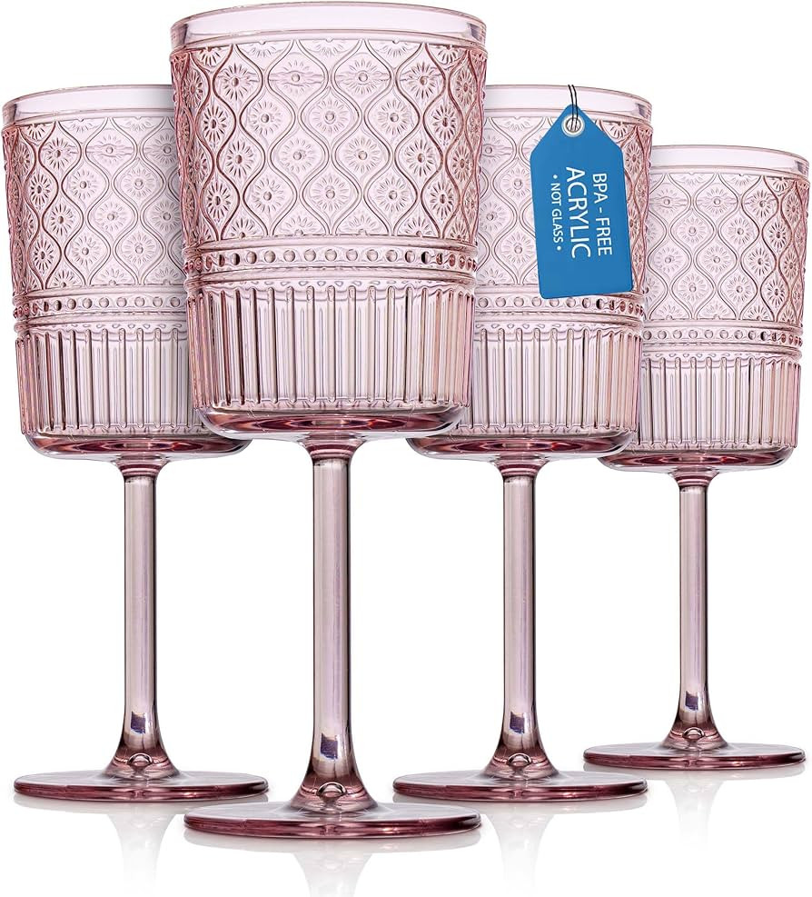 Godinger Wine Glasses, Acrylic Wine Glass Cups with Stem, Red Wine Glasses, Plastic Drinking Glas... | Amazon (US)