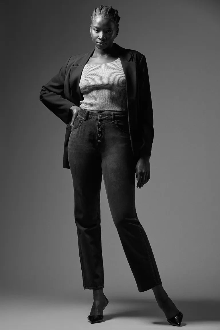 Straight High Jeans - Dark gray - Ladies | H&M US | H&M (US + CA)