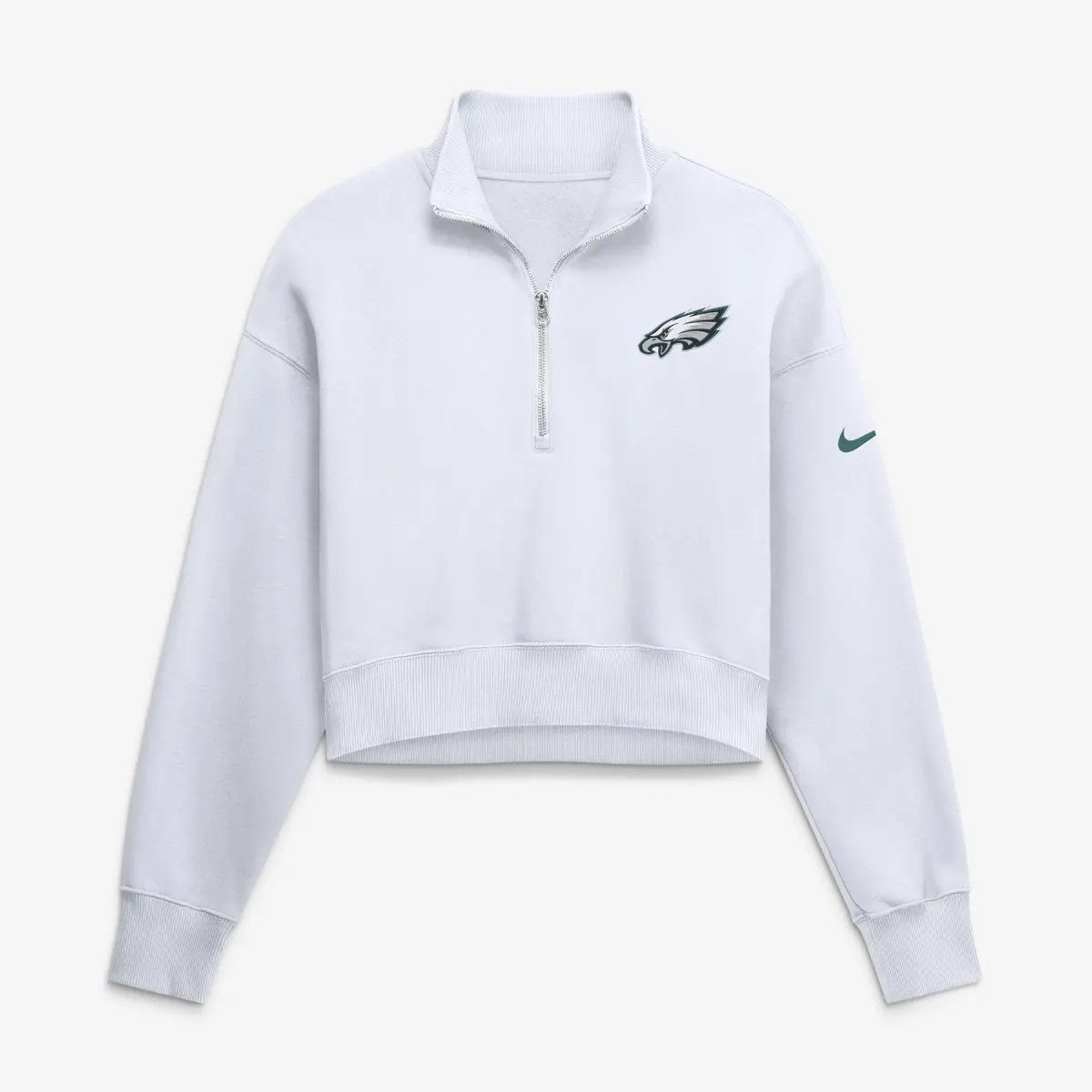 Nike Women's Nike White Philadelphia Eagles Oversized Phoenix Fleece Cropped Quarter-Zip Sweatshi... | Nordstrom