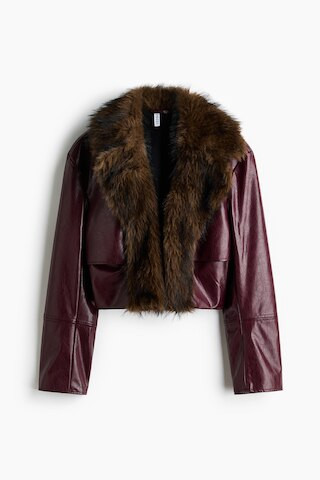 H & M - Cropped Coated Jacket - Red | H&M (US + CA)