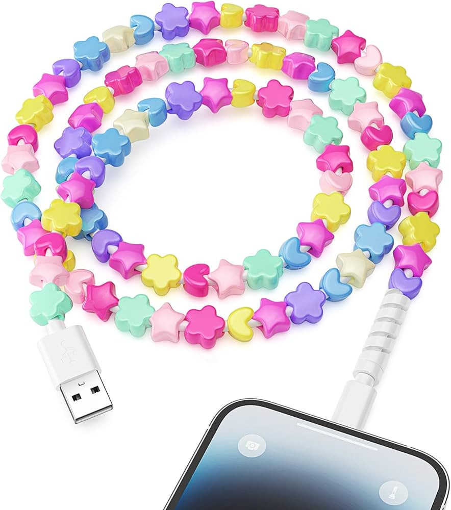 USB for iPhone Charging Cable 3.3FT [MFi Certified] Star Beaded Charging Cord Fast Charger Cute B... | Amazon (US)