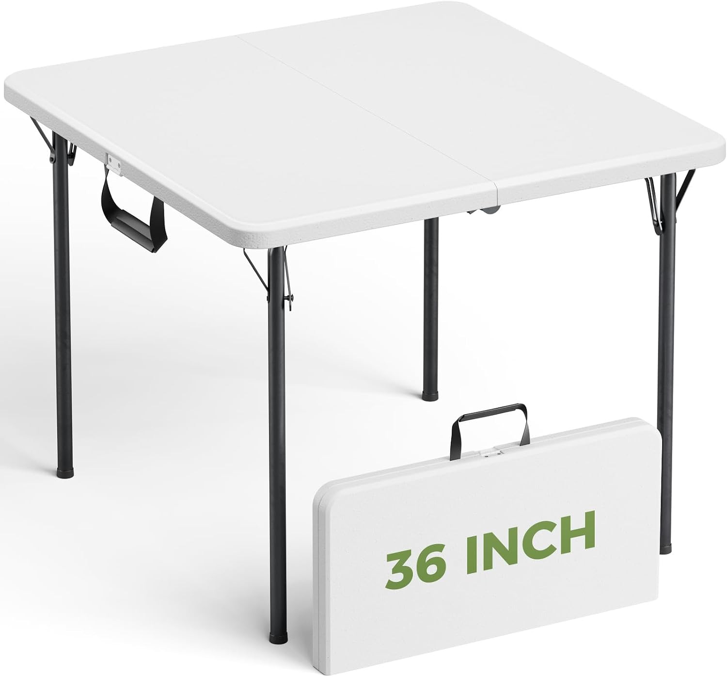 Folding Table, 36 Inch Square Foldable Card Table with Carrying Handle, Heavy Duty Fold-in-Half Portable Table No Assembly, Ideal for Picnic, Camping, RV Travel, Parties, BBQs, Crafting and Indoor Use | Amazon (US)