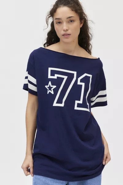 71 Jersey Graphic Off-The-Shoulder T-Shirt Dress | Urban Outfitters (US and RoW)