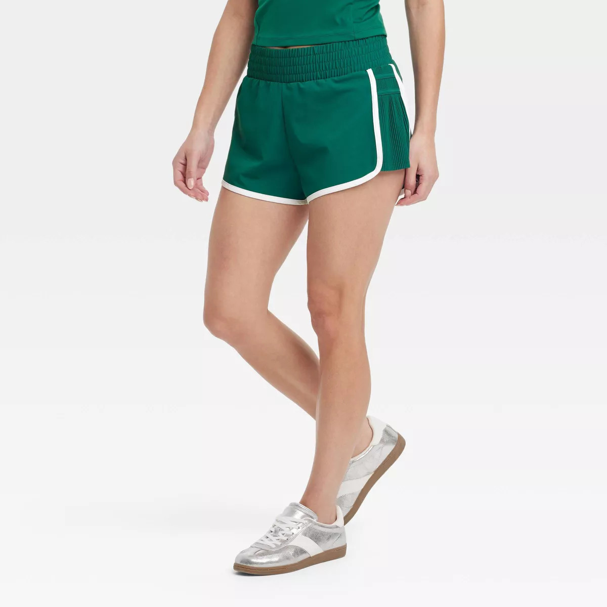 Women's Woven Mid-Rise Piped Dolphin Shorts 2.5" - All In Motion™ Dark Green XS | Target