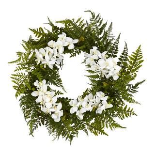 24" Mixed Fern & Moth Orchid Artificial Wreath | Michaels Stores