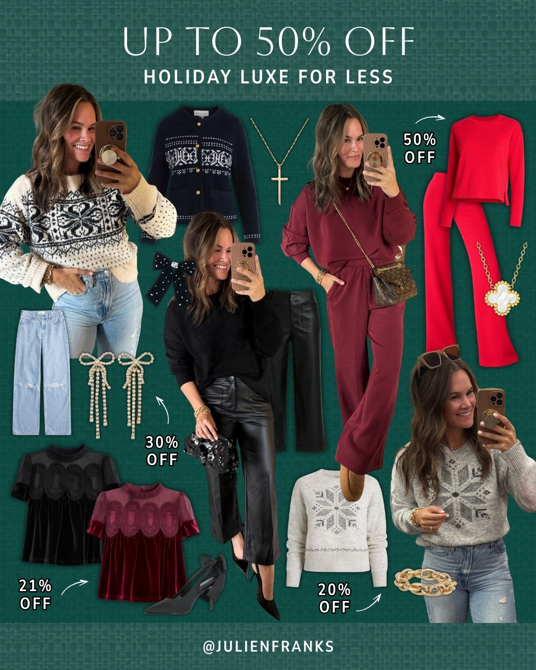 Luxe holiday finds for less. ✨ These affordable pieces are perfect for elevated outfits on a budget. Get up to 50% off select styles!

#luxefinds #afforablefashion #casualoutfit #walmartfinds #targetfinds #amazonfinds #holidayoutfit #elevatedcasual #fauxleather #matchingset #loungewear


#LTKSeasonal #LTKSaleAlert #LTKHoliday