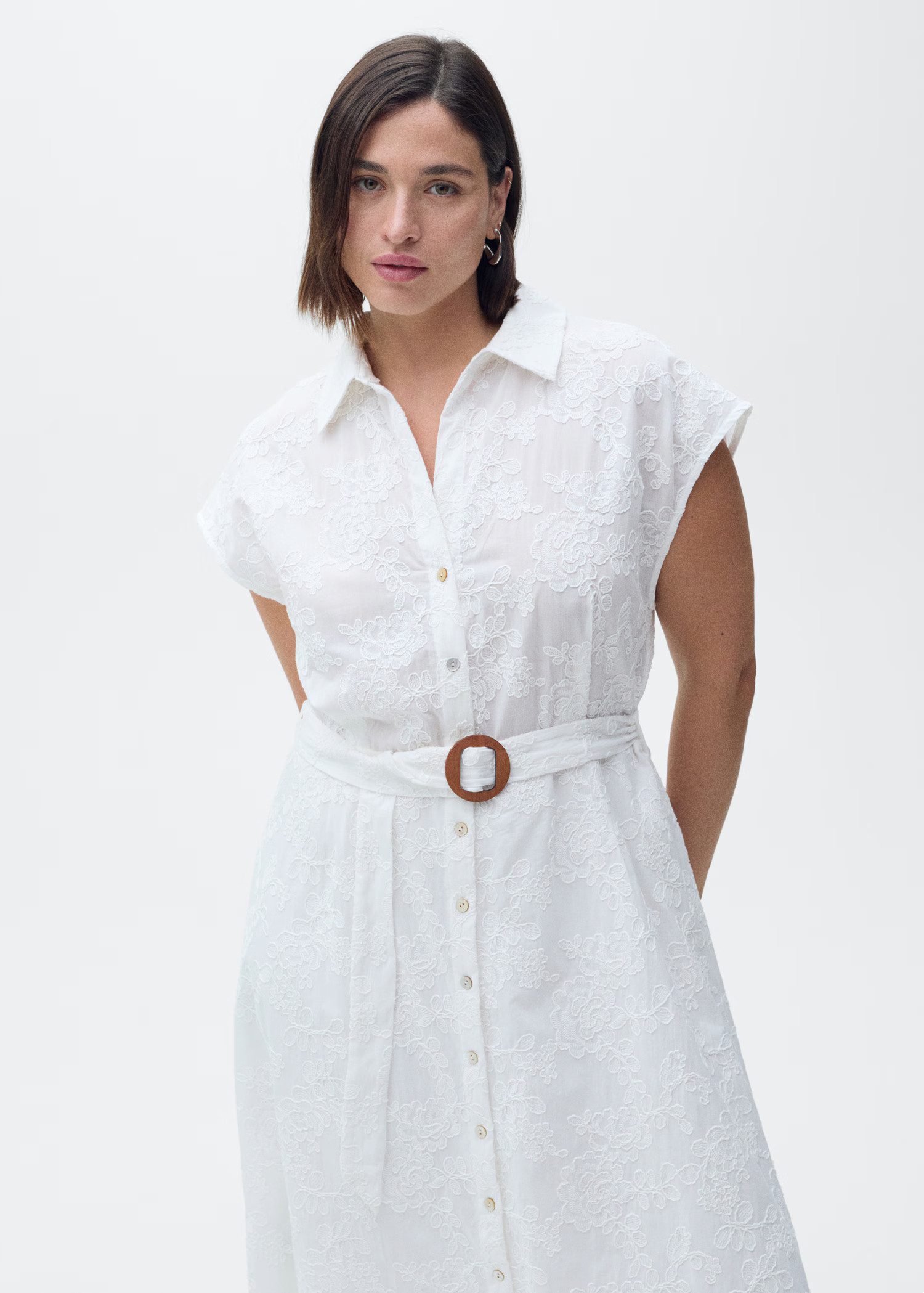 Embroidered shirt dress with belt - Women | MANGO USA | Mango (US/MX/AU)