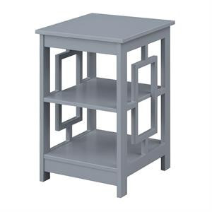Pemberly Row End Table with Shelves in Gray Wood | Homesquare